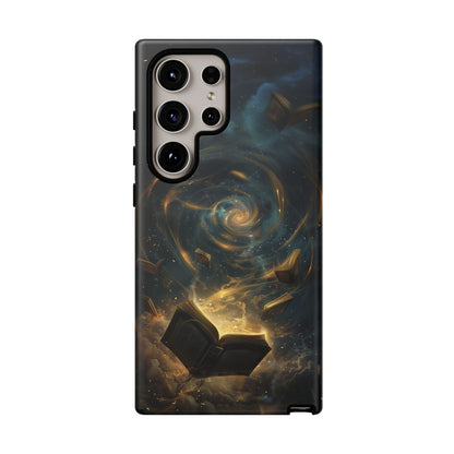 Magical Galaxy Swirling Books Phone Case - Celestial Book Lover's Gift for iPhone, Samsung Galaxy, and Google Pixel Devices