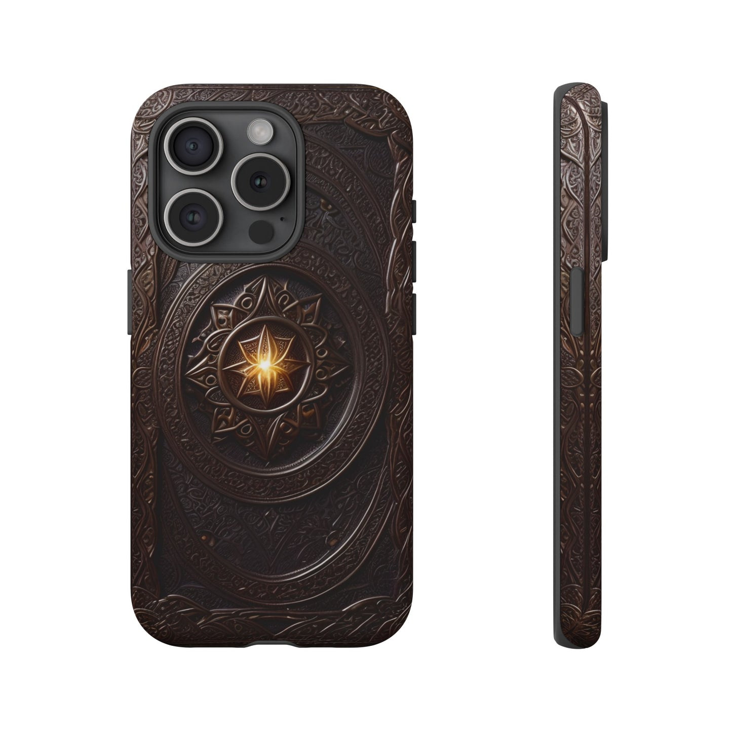 Intricate Leather Flower Tough Phone Case – Elegant Floral Design for iPhone, Samsung Galaxy, and Google Pixel Devices