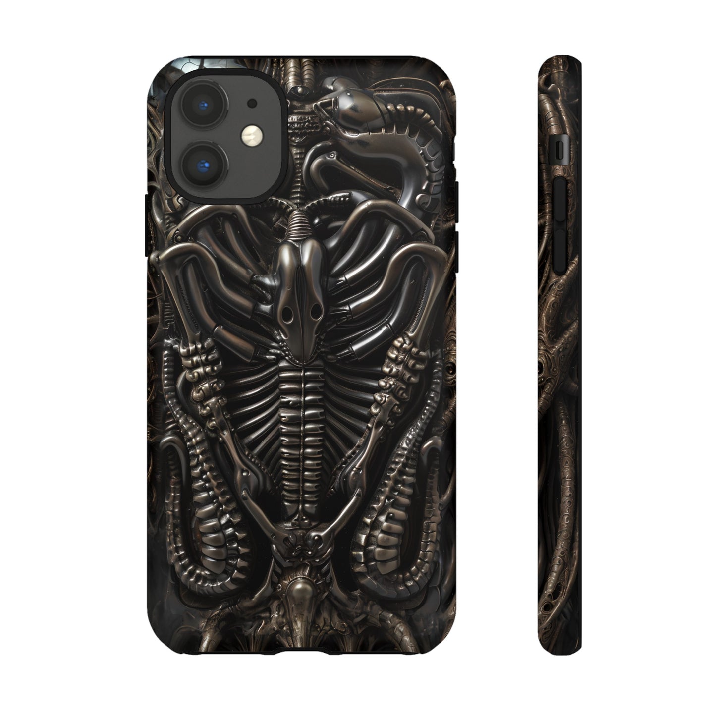 Biomechanical Nightmares Tough Phone Case – Alien Horror Design for iPhone and Samsung Galaxy Devices