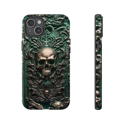 Green Skull Phone Case – Ornate Gothic Design for iPhone, Samsung Galaxy, and Google Pixel Devices