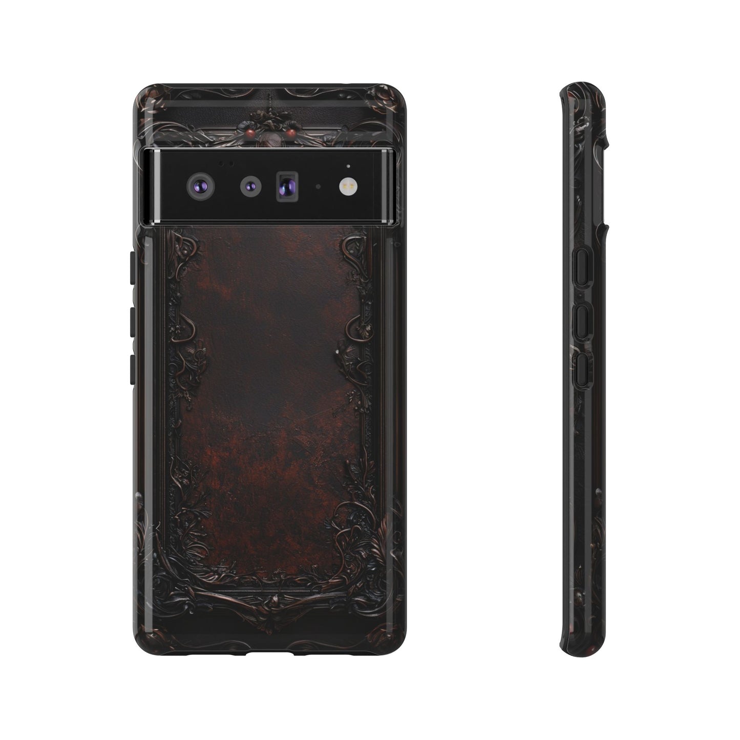 Gothic Ornate Leather-Inspired Phone Case - Dark Aesthetic Cover