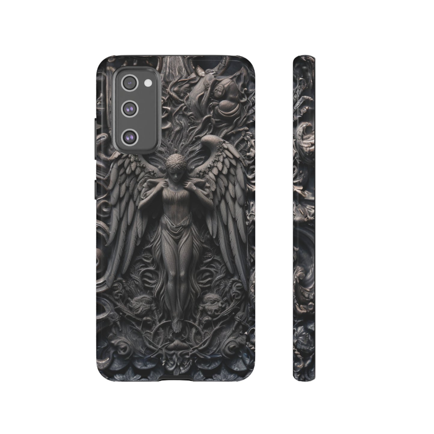 Grey Angel Phone Case – Gothic Marble Statue Design for iPhone, Samsung Galaxy, and Google Pixel Devices