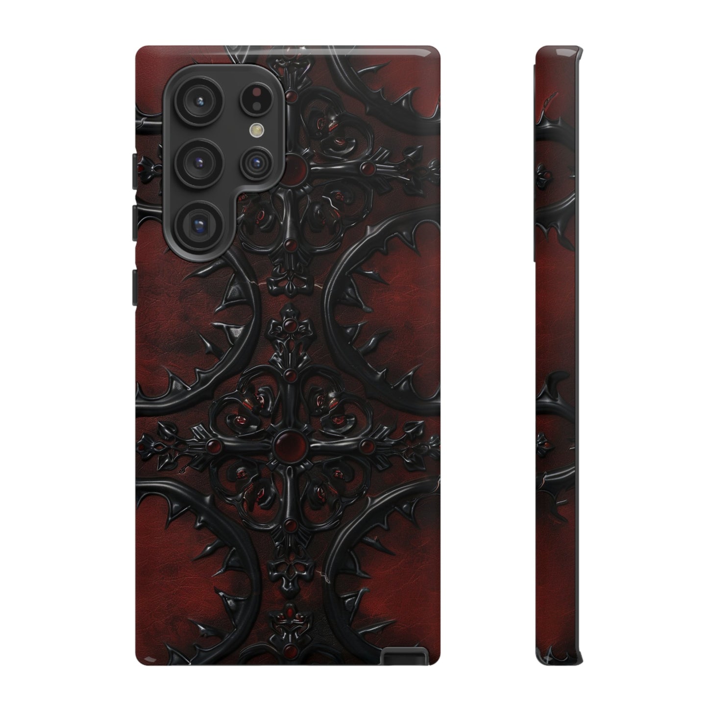 Vampiric Leather Phone Case for iPhone, Samsung Galaxy, and Google Pixel Devices - Gothic Ornate Design