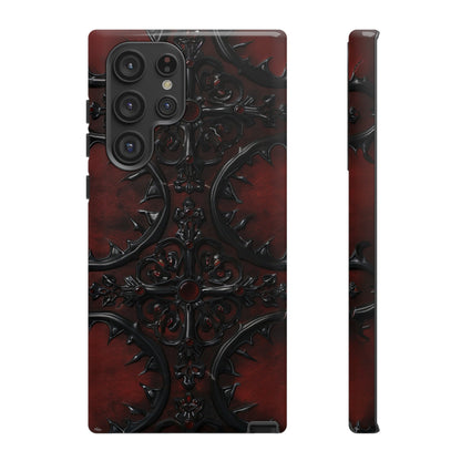 Vampiric Leather Phone Case for iPhone, Samsung Galaxy, and Google Pixel Devices - Gothic Ornate Design