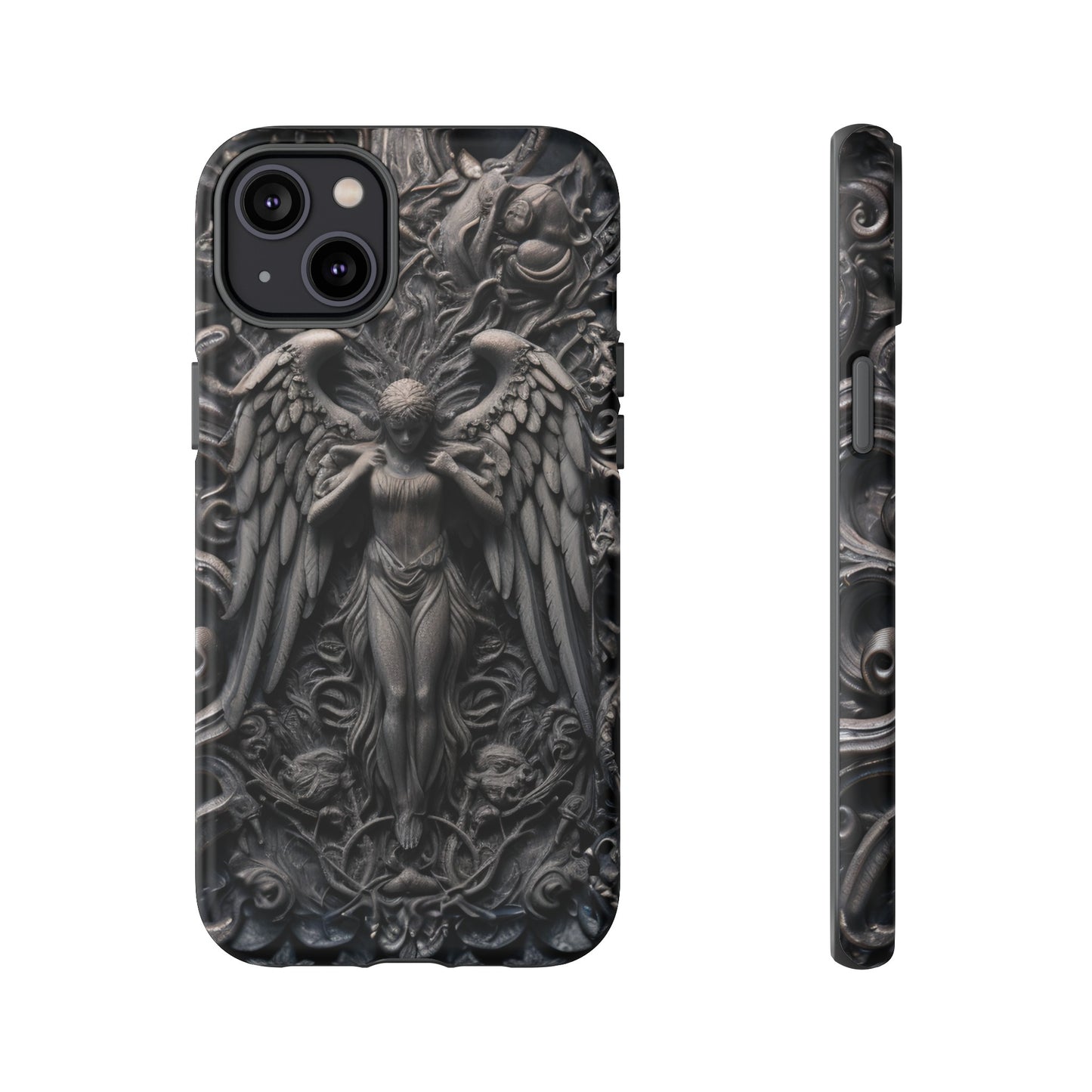 Grey Angel Phone Case – Gothic Marble Statue Design for iPhone, Samsung Galaxy, and Google Pixel Devices