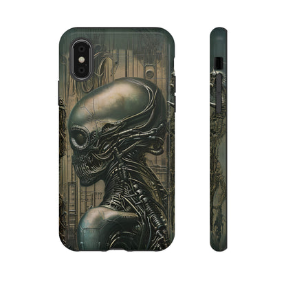 Biomechanical Android Phone Case – Futuristic Alien Horror H.R. Giger-Inspired Design for iPhone, Samsung Galaxy, and Google Pixel Devices