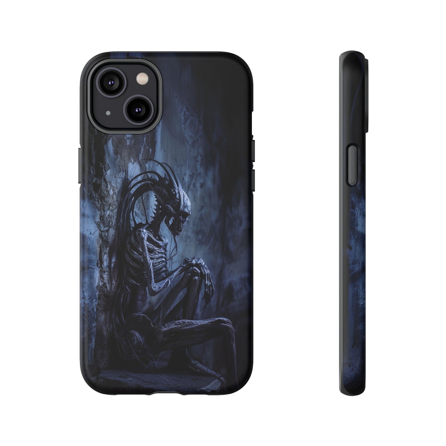 Gothic Alien Skeleton iPhone Case - Sci-Fi Horror Design