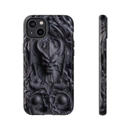 Black Demon Phone Case – Horned Hell Horror Design for iPhone, Samsung Galaxy, and Google Pixel Devices