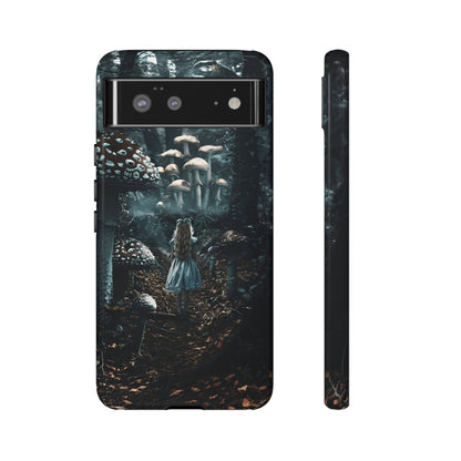 Alice in the Mushroom Forest Phone Case – Fantasy Wonderland Design for iPhone, Samsung Galaxy, and Google Pixel Devices