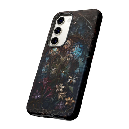 Elegant Gothic Flower Art Phone Case - Intricate Floral Design for iPhone, Samsung Galaxy, and Google Pixel Devices