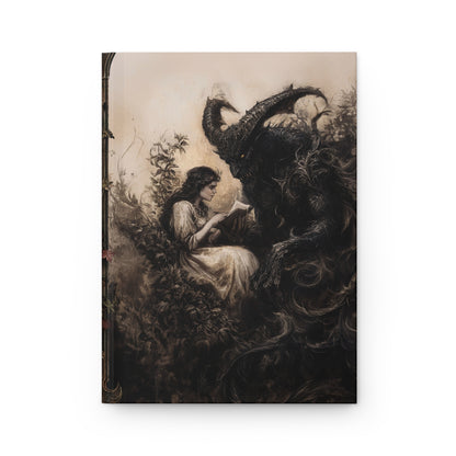 Vintage Gothic Enchanted Forest with Demon and Woman Hardcover Notebook