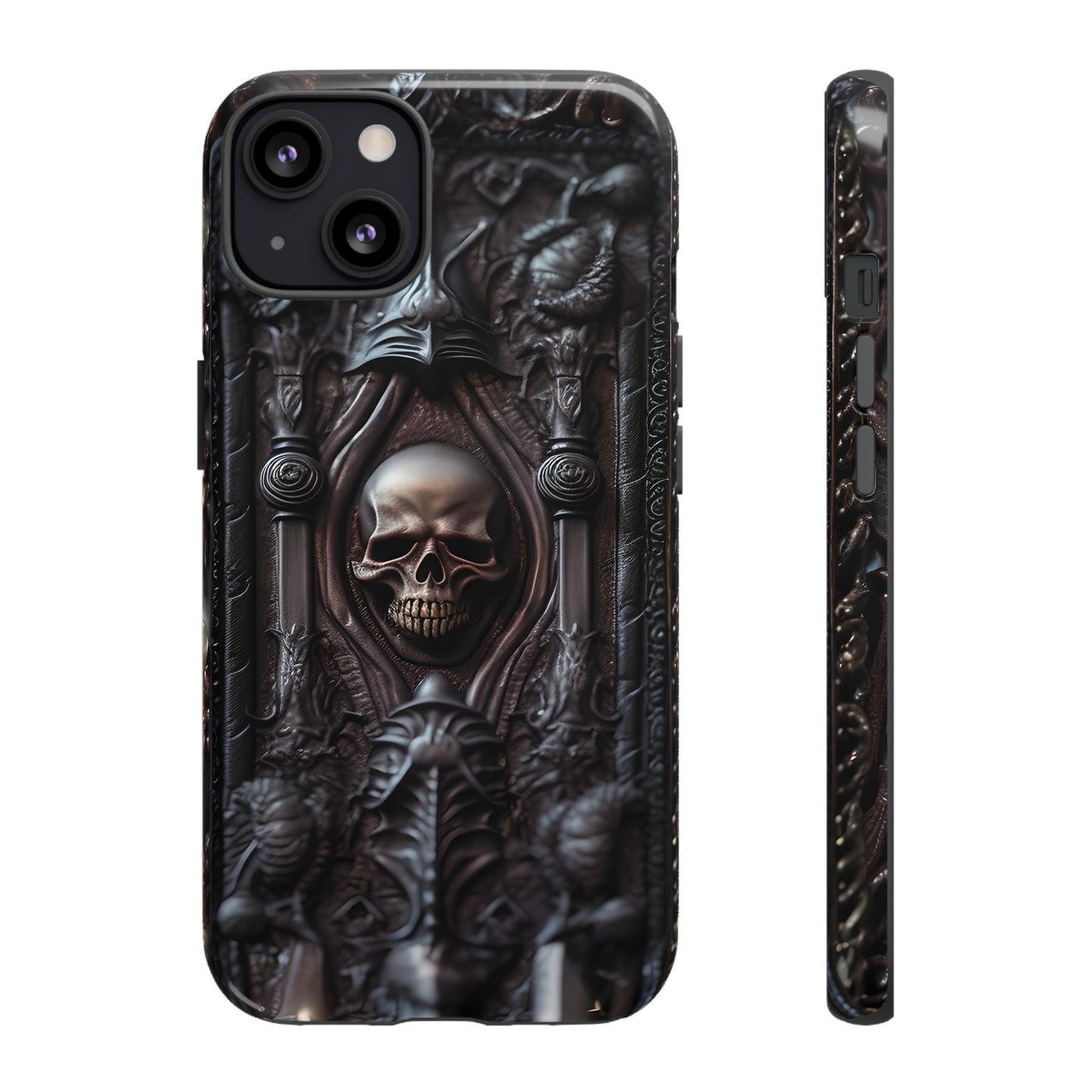 Dark Grimoire of Death Tough Phone Case – Gothic Skull Vampiric Design for iPhone, Samsung Galaxy, and Google Pixel Devices