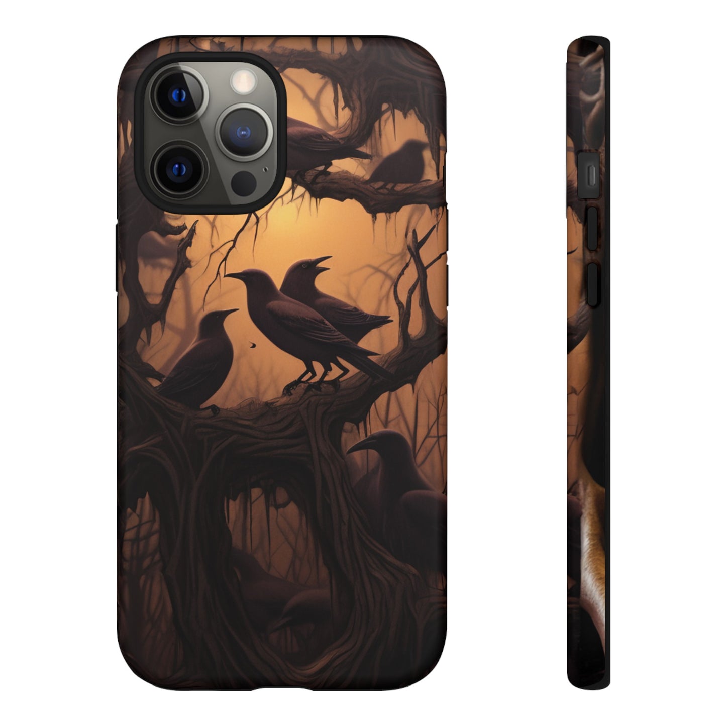 Ravens at Dusk Phone Case – Gothic Halloween Design with Edgar Allan Poe Inspired Crows for iPhone, Samsung Galaxy, and Google Pixel Devices