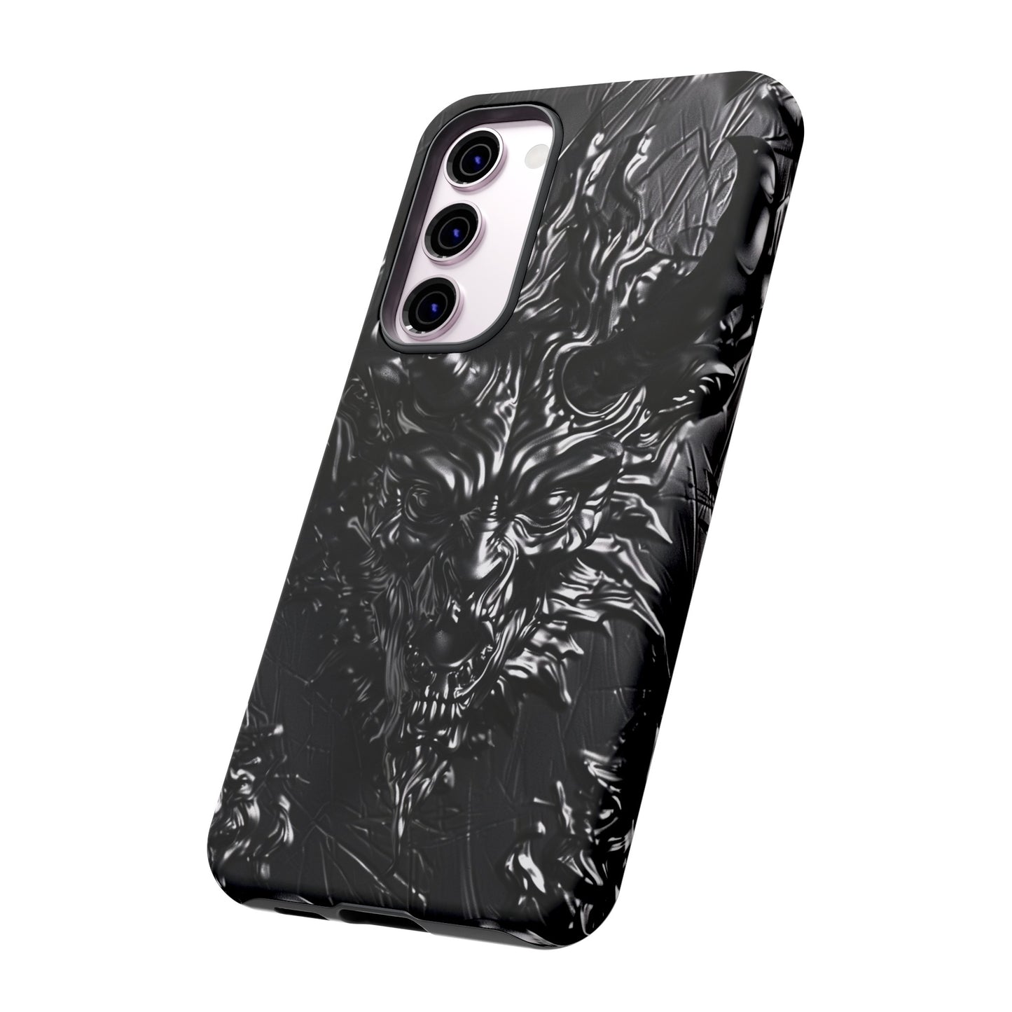 Silver Devil Phone Case – Gothic Demon Design for iPhone, Samsung Galaxy, and Google Pixel Devices