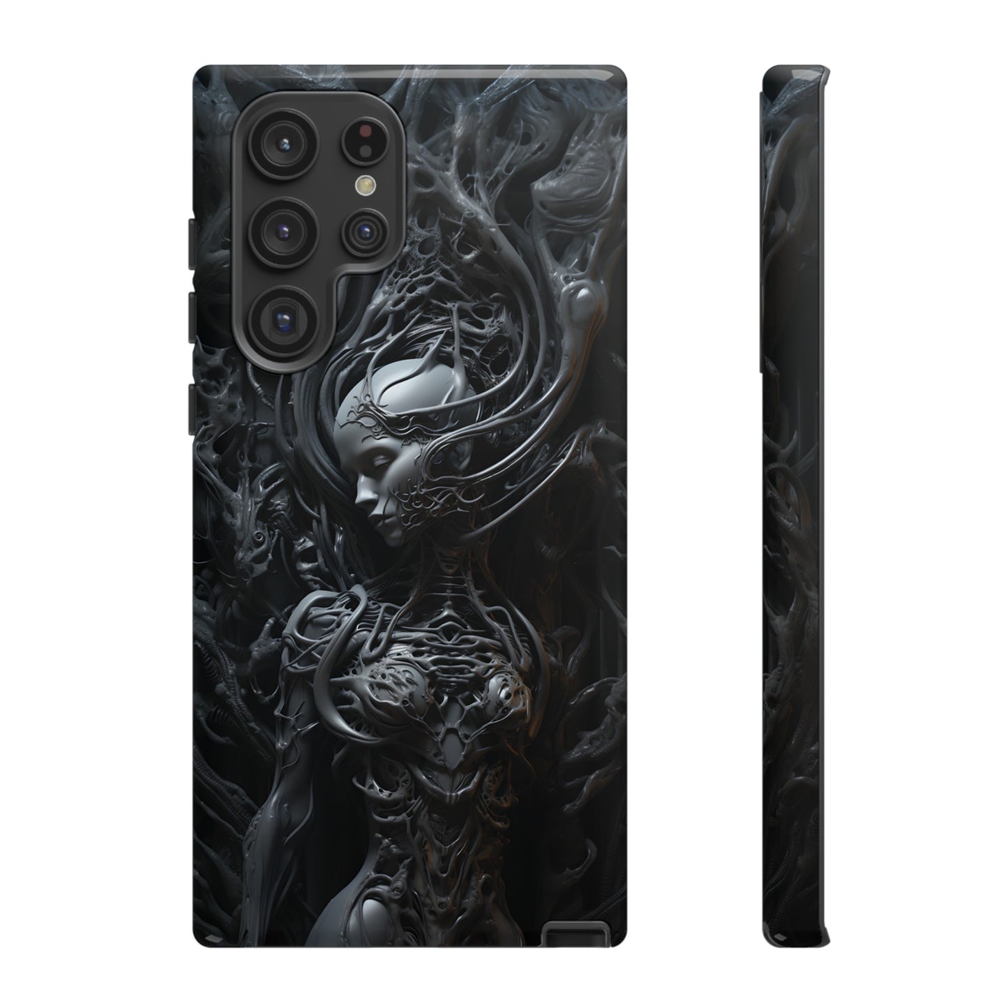 Biomechanical Beauty Phone Case – Futuristic Alien Design for iPhone, Samsung Galaxy, and Google Pixel Devices