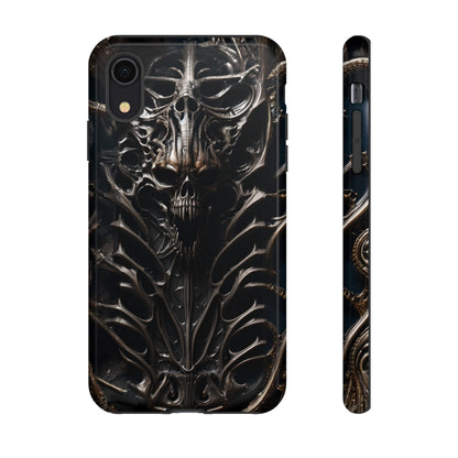 Biomechanical Horror 3 Tough Phone Case – Futuristic Alien Skull Design for iPhone, Samsung Galaxy, and Google Pixel Devices