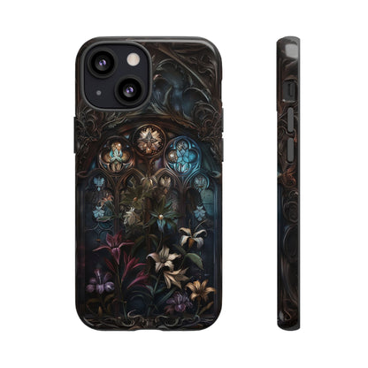 Elegant Gothic Flower Art Phone Case - Intricate Floral Design for iPhone, Samsung Galaxy, and Google Pixel Devices