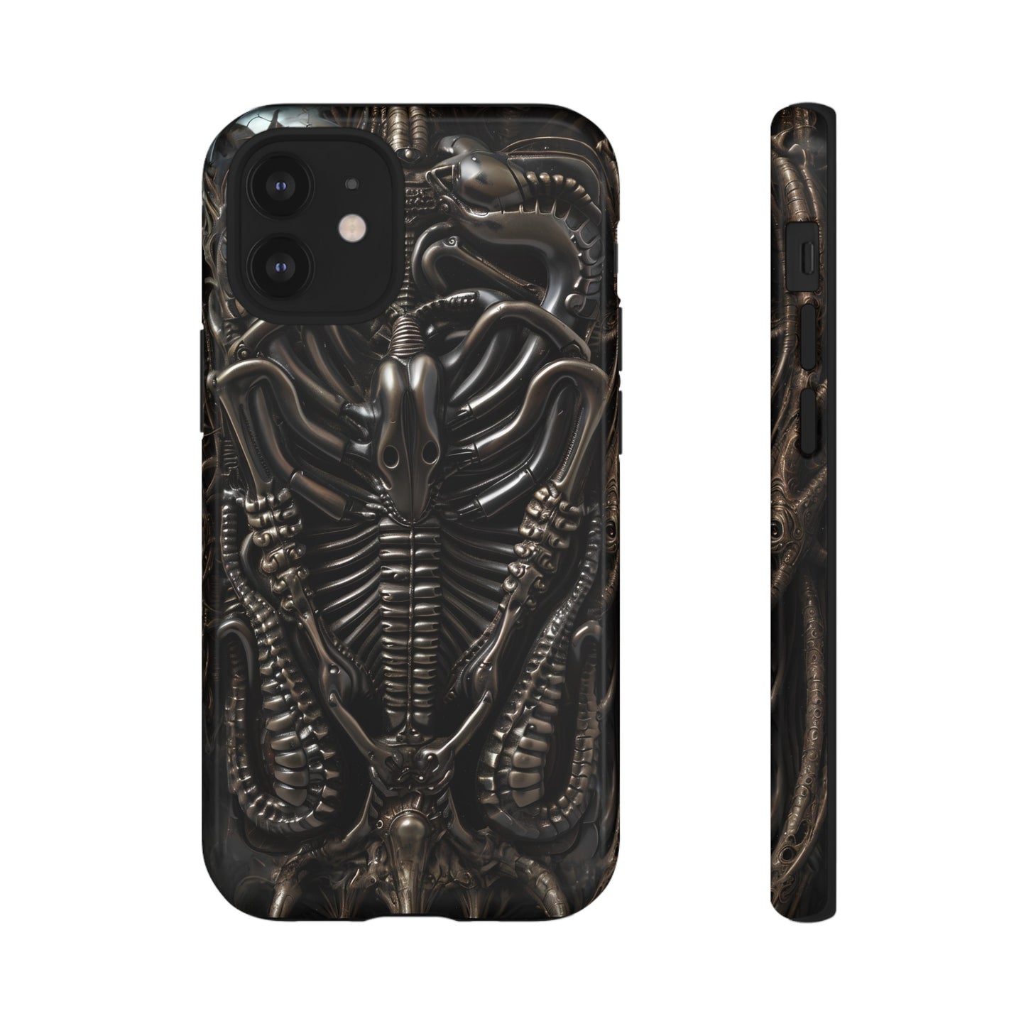 Biomechanical Nightmares Tough Phone Case – Alien Horror Design for iPhone and Samsung Galaxy Devices