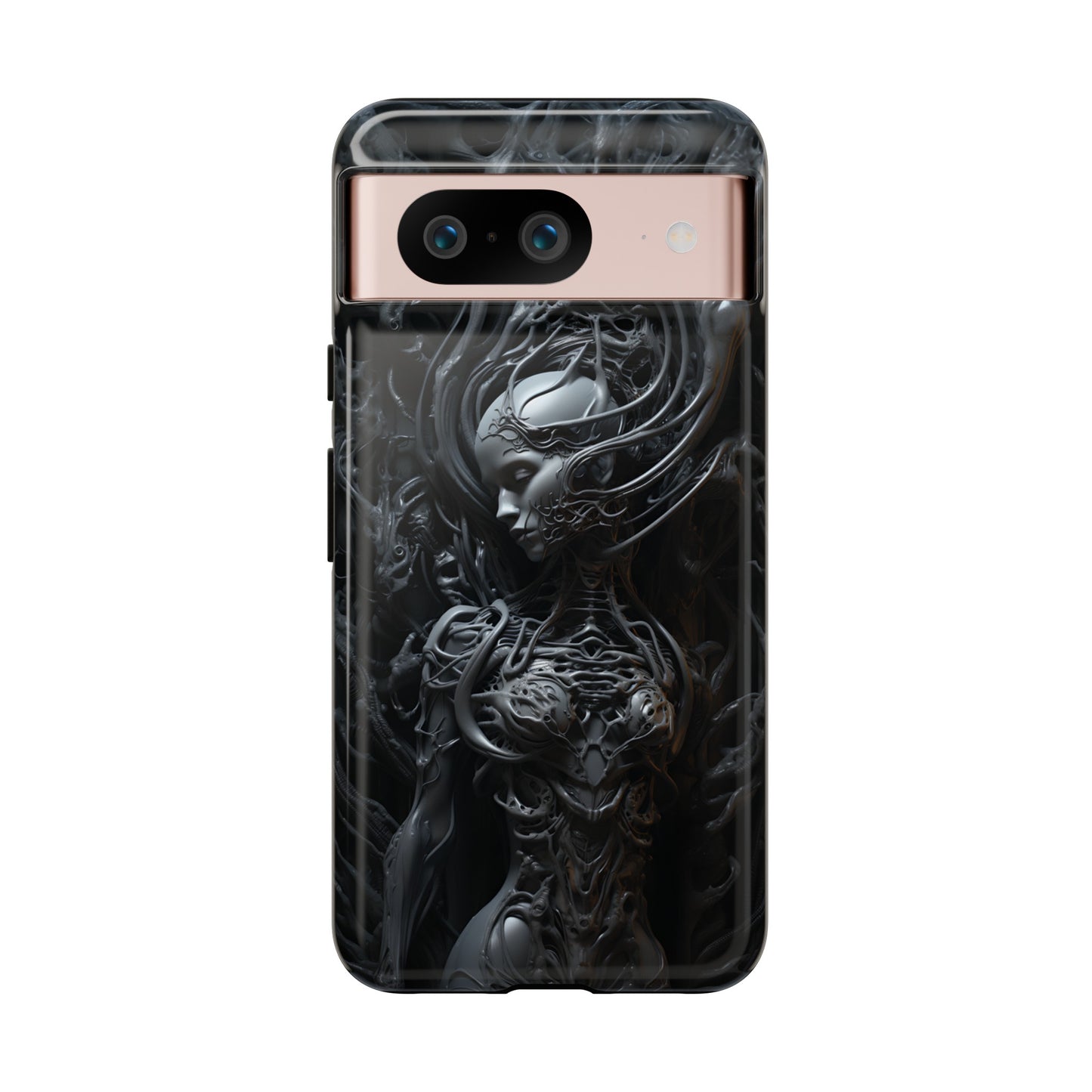 Biomechanical Beauty Phone Case – Futuristic Alien Design for iPhone, Samsung Galaxy, and Google Pixel Devices