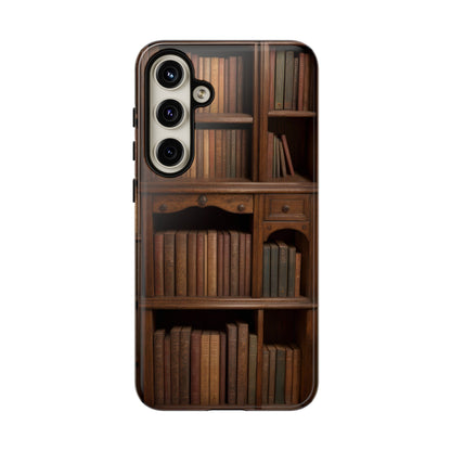 Book Shelf Phone Case – Vintage Library Design for iPhone, Samsung Galaxy, and Google Pixel Devices