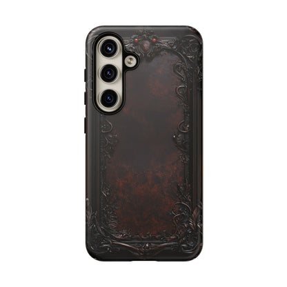 Gothic Ornate Leather-Inspired Phone Case - Dark Aesthetic Cover