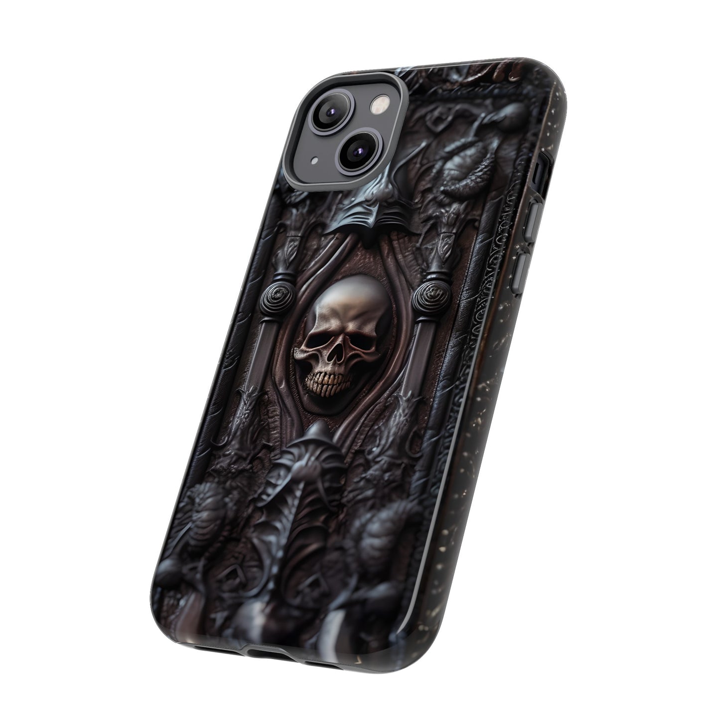 Dark Grimoire of Death Tough Phone Case – Gothic Skull Vampiric Design for iPhone, Samsung Galaxy, and Google Pixel Devices