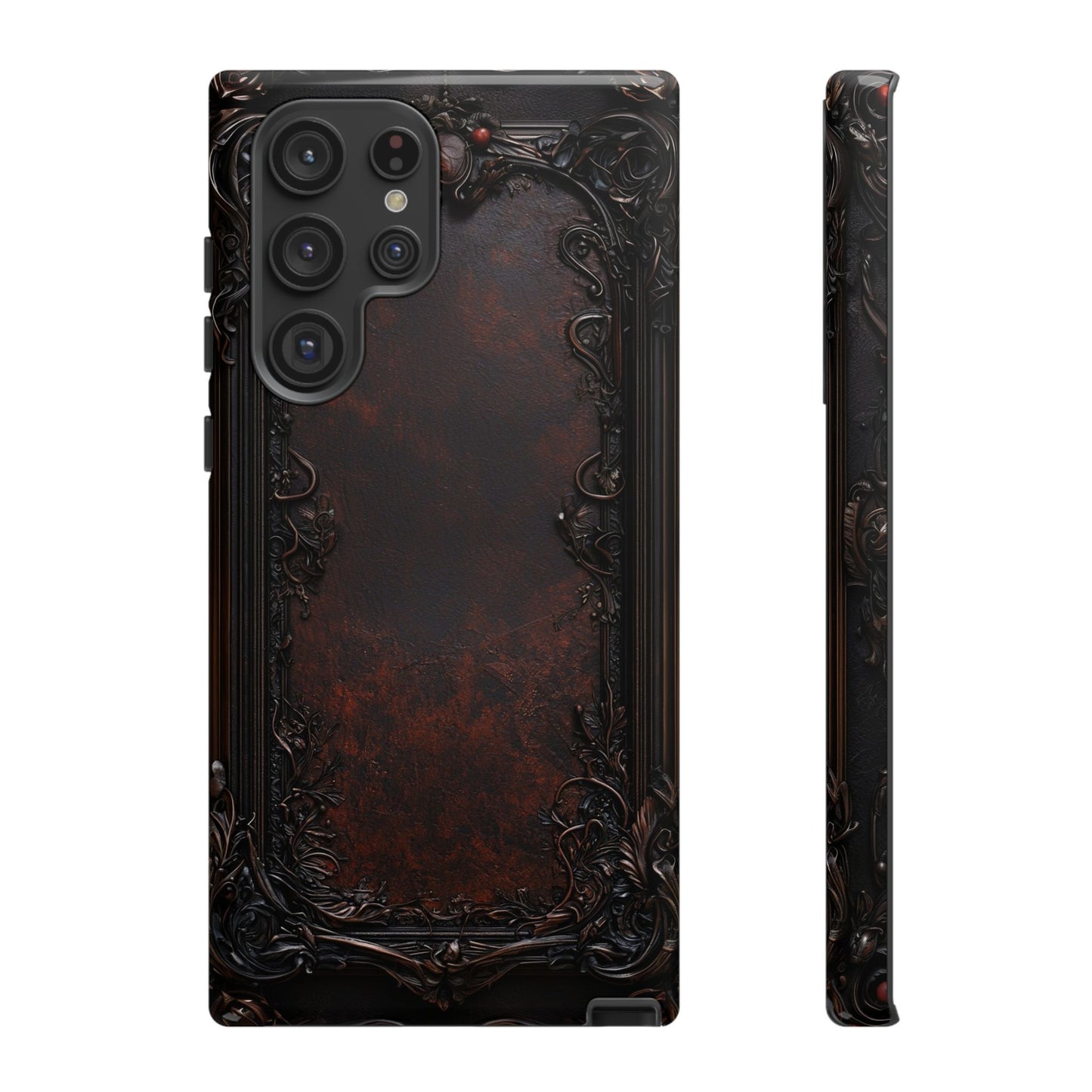 Gothic Ornate Leather-Inspired Phone Case - Dark Aesthetic Cover