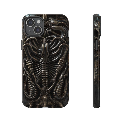 Biomechanical Nightmares Tough Phone Case – Alien Horror Design for iPhone and Samsung Galaxy Devices