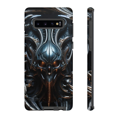 Metallic Alien Mask Phone Case – Futuristic Alien Horror Design for iPhone, Samsung Galaxy, and Google Pixel Devices