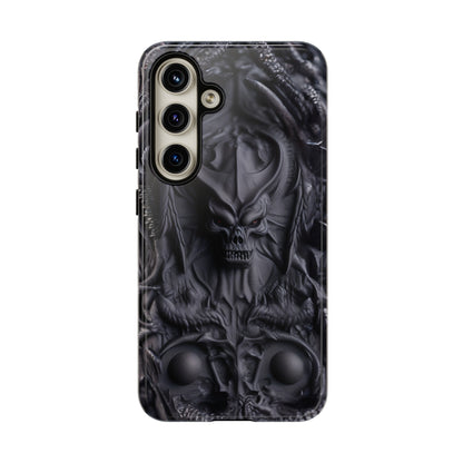 Black Demon Phone Case – Horned Hell Horror Design for iPhone, Samsung Galaxy, and Google Pixel Devices