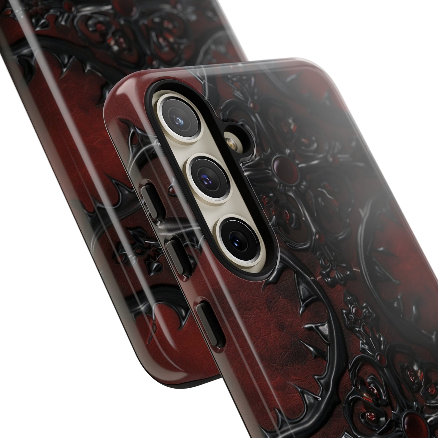 Vampiric Leather Phone Case for iPhone, Samsung Galaxy, and Google Pixel Devices - Gothic Ornate Design