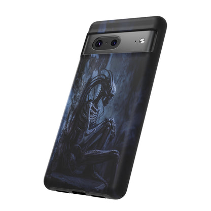 Gothic Alien Skeleton iPhone Case - Sci-Fi Horror Design