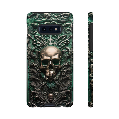 Green Skull Phone Case – Ornate Gothic Design for iPhone, Samsung Galaxy, and Google Pixel Devices