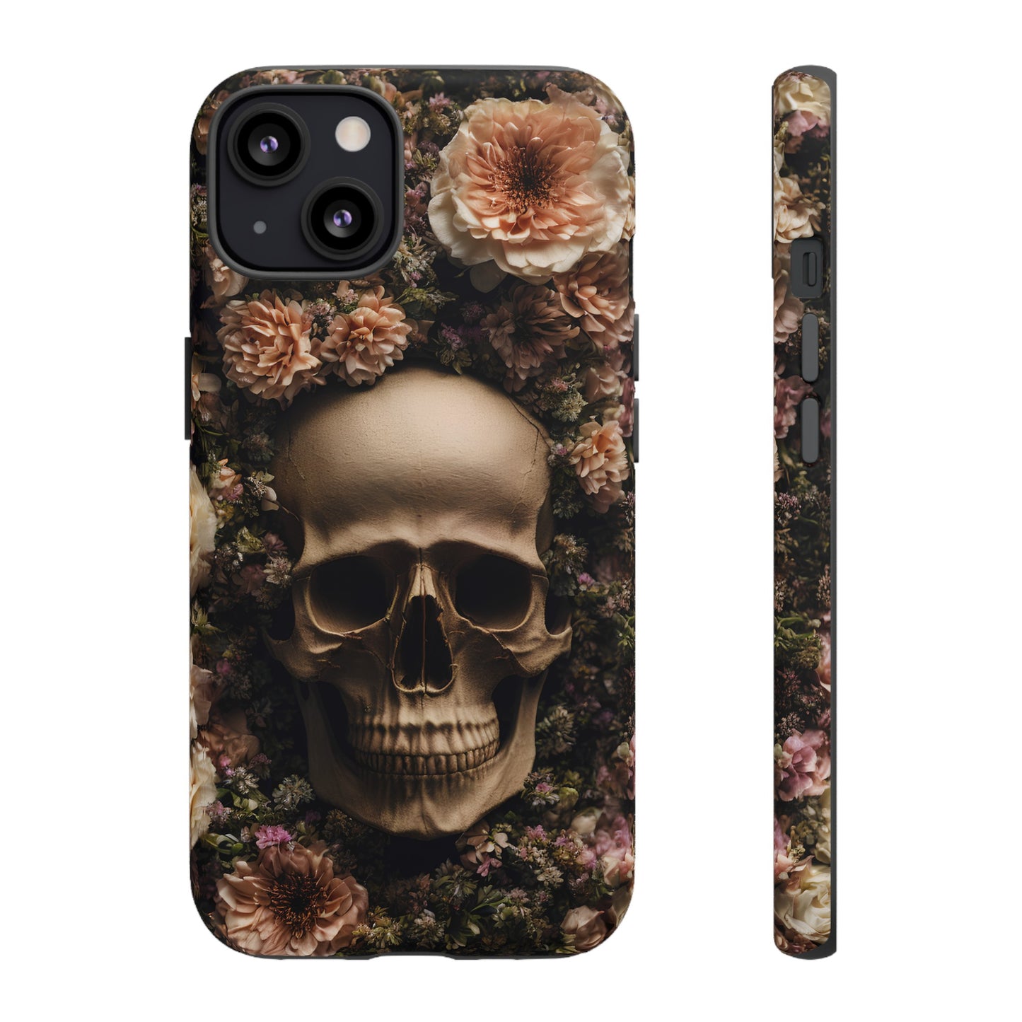 Skull and Flowers #2 Phone Case – Gothic Floral Design for iPhone, Samsung Galaxy, and Google Pixel Devices