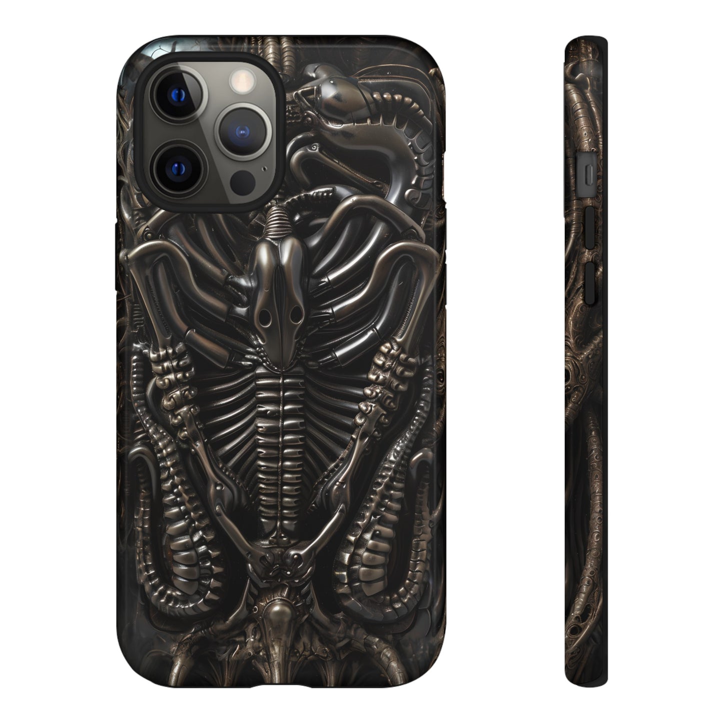 Biomechanical Nightmares Tough Phone Case – Alien Horror Design for iPhone and Samsung Galaxy Devices