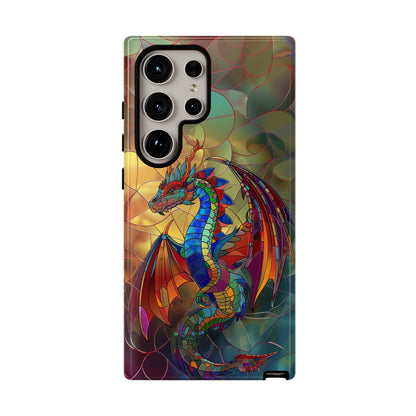 Stained Glass Dragon Phone Case - Colorful Fantasy Design for iPhone, Samsung Galaxy, Google Pixel Devices