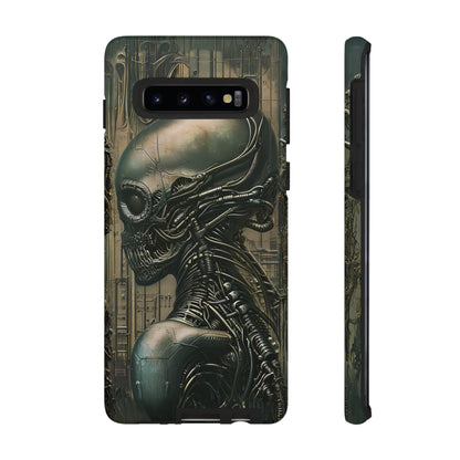 Biomechanical Android Phone Case – Futuristic Alien Horror H.R. Giger-Inspired Design for iPhone, Samsung Galaxy, and Google Pixel Devices