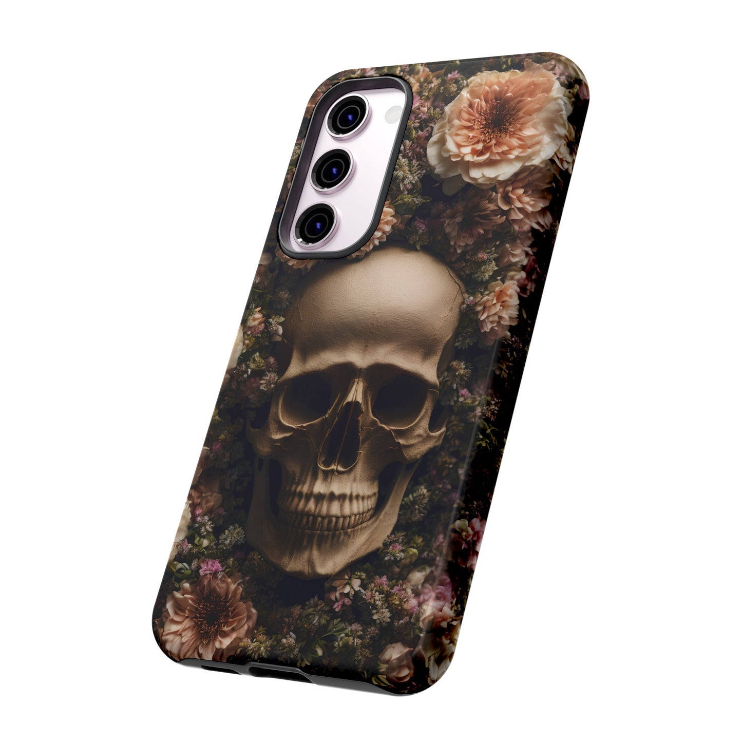 Skull and Flowers #2 Phone Case – Gothic Floral Design for iPhone, Samsung Galaxy, and Google Pixel Devices