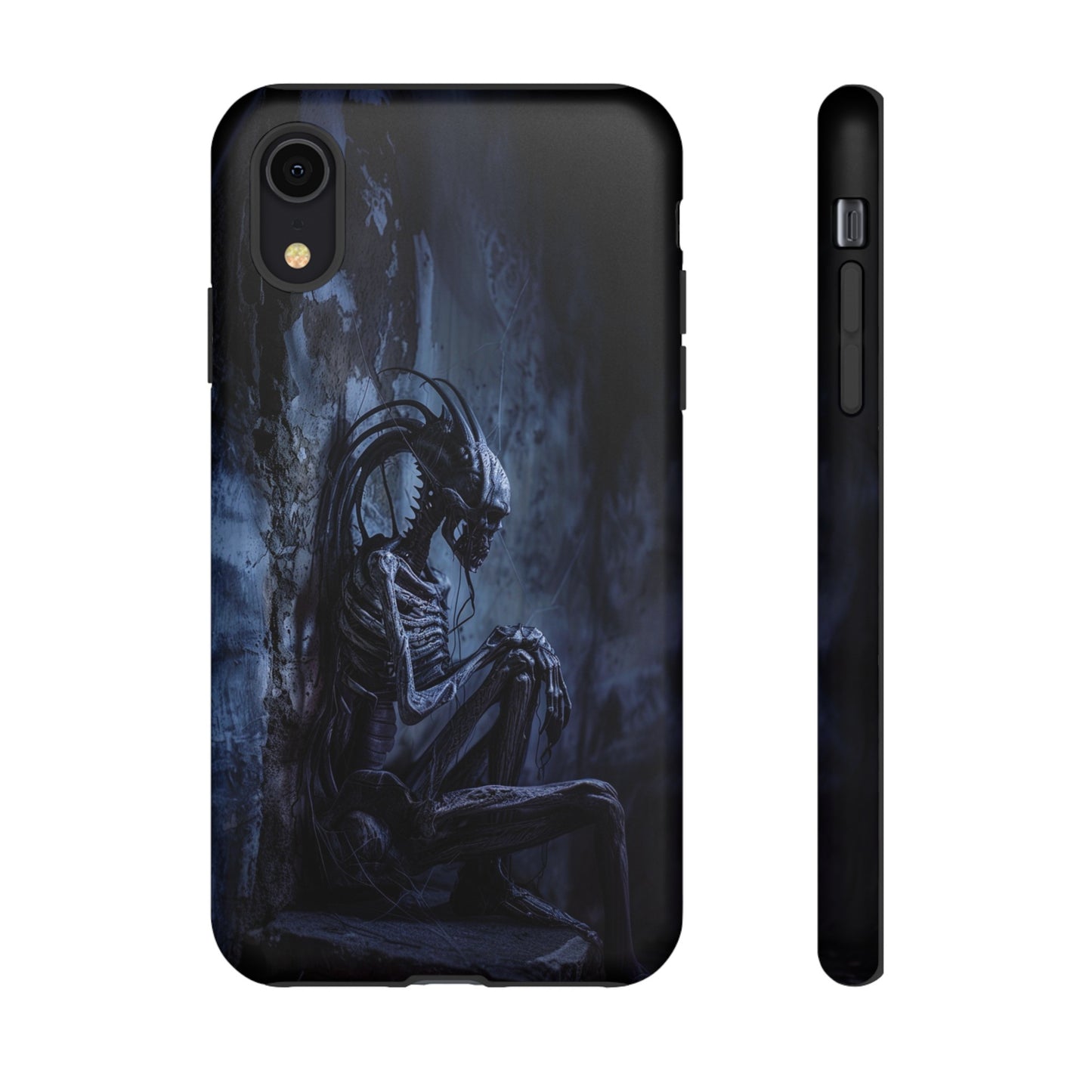 Gothic Alien Skeleton iPhone Case - Sci-Fi Horror Design