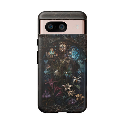 Elegant Gothic Flower Art Phone Case - Intricate Floral Design for iPhone, Samsung Galaxy, and Google Pixel Devices