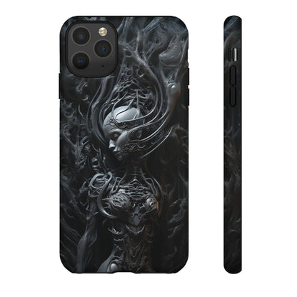 Biomechanical Beauty Phone Case – Futuristic Alien Design for iPhone, Samsung Galaxy, and Google Pixel Devices