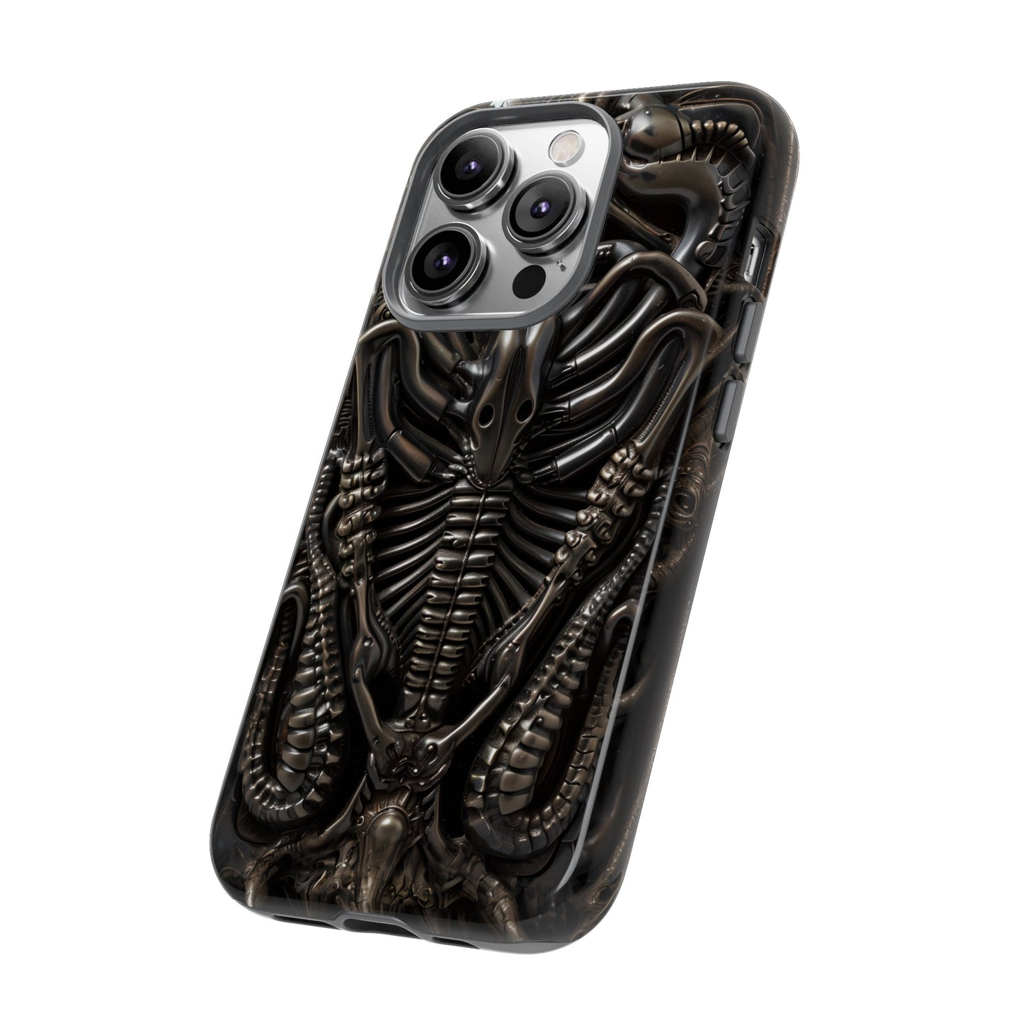 Biomechanical Nightmares Tough Phone Case – Alien Horror Design for iPhone and Samsung Galaxy Devices