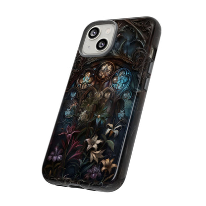 Elegant Gothic Flower Art Phone Case - Intricate Floral Design for iPhone, Samsung Galaxy, and Google Pixel Devices