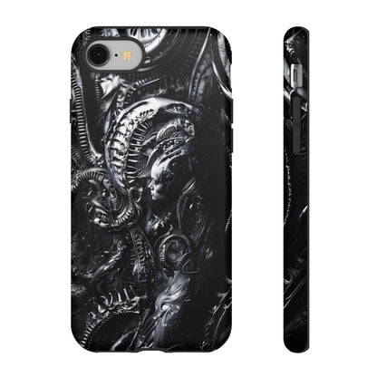 Biomechanical Transhumanism Phone Case – Alien Horror Design for iPhone and Samsung Galaxy Devices