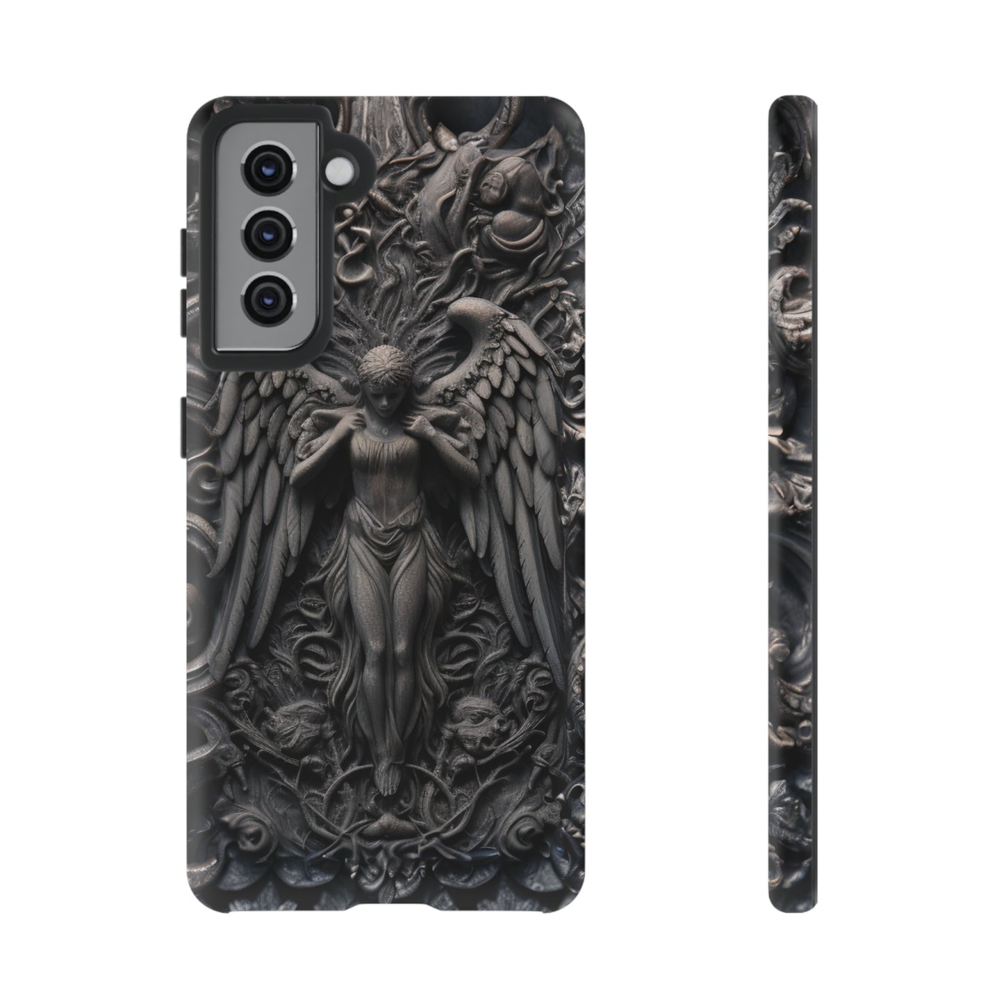 Grey Angel Phone Case – Gothic Marble Statue Design for iPhone, Samsung Galaxy, and Google Pixel Devices