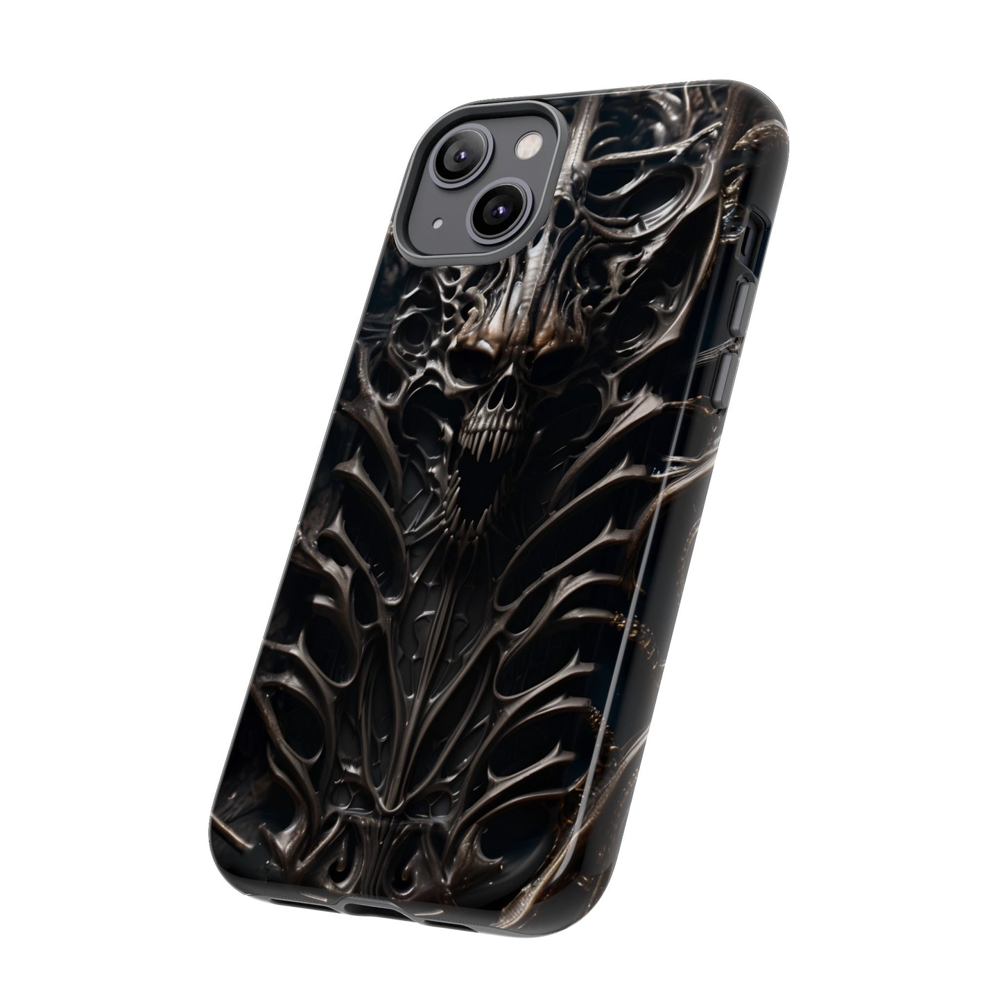 Biomechanical Horror 3 Tough Phone Case – Futuristic Alien Skull Design for iPhone, Samsung Galaxy, and Google Pixel Devices