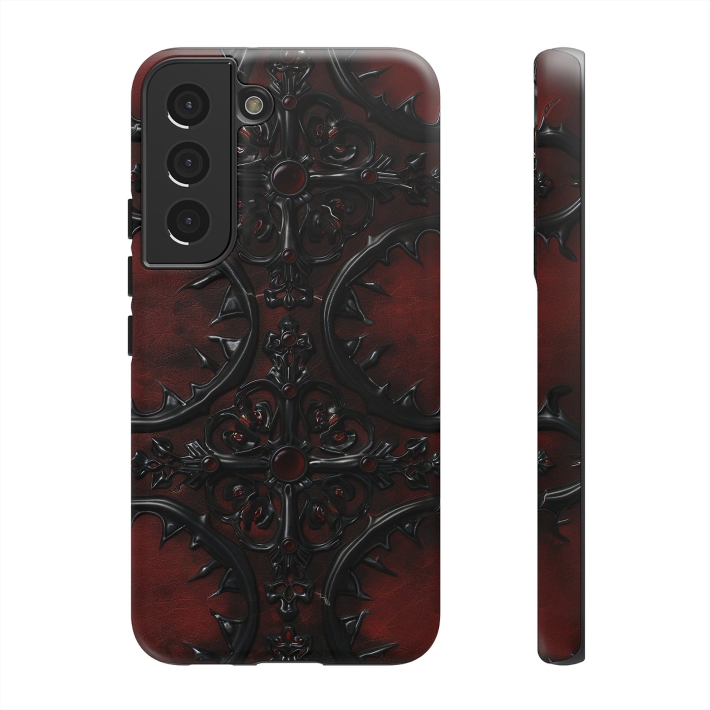 Vampiric Leather Phone Case for iPhone, Samsung Galaxy, and Google Pixel Devices - Gothic Ornate Design