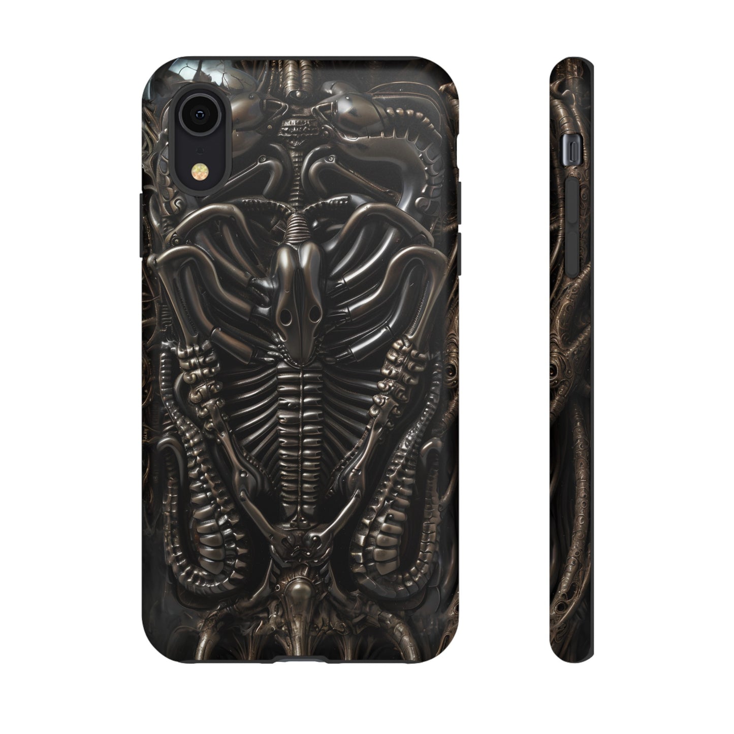 Biomechanical Nightmares Tough Phone Case – Alien Horror Design for iPhone and Samsung Galaxy Devices