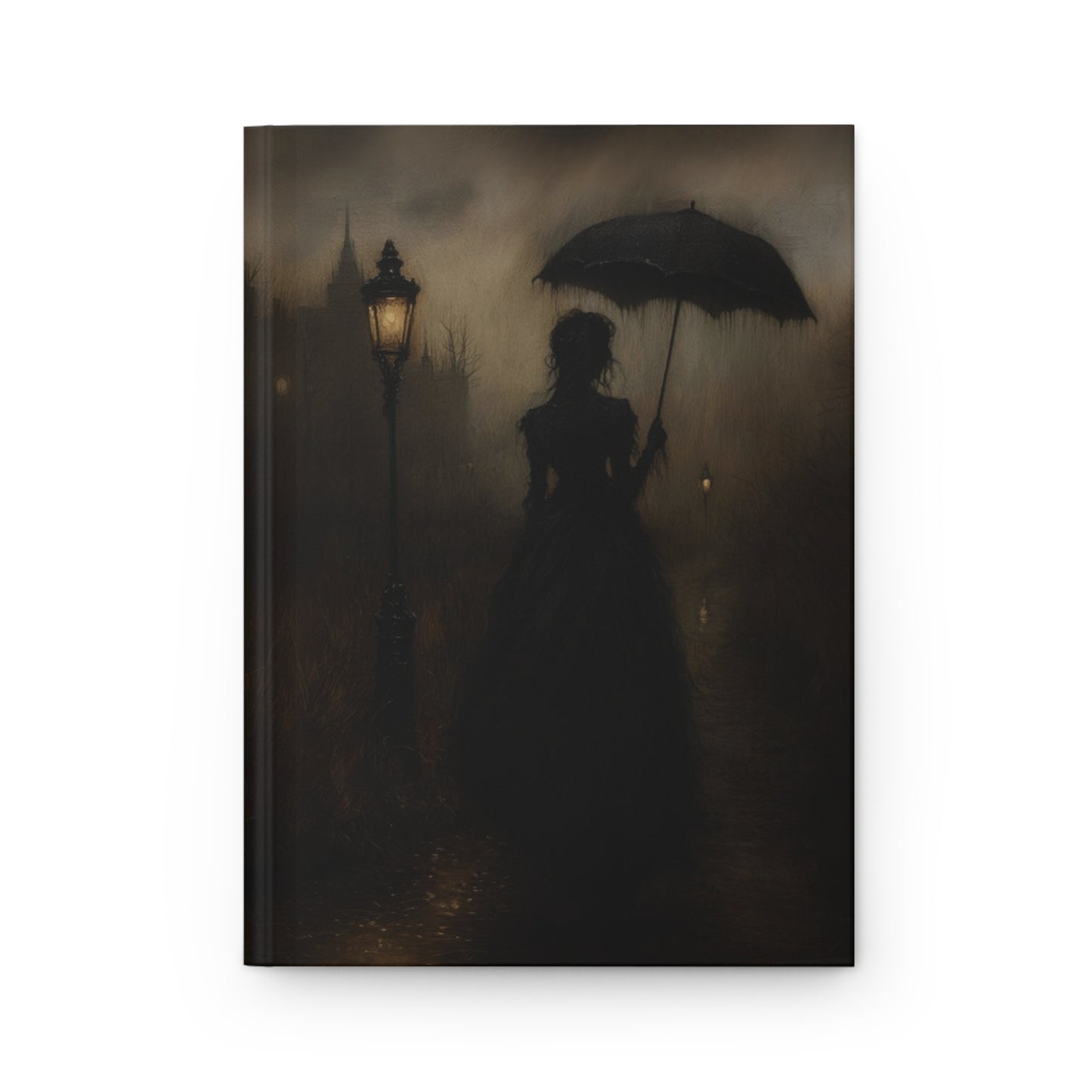 Gothic Noir Umbrella Lady Journal - Dark Victorian Art Hardcover Notebook