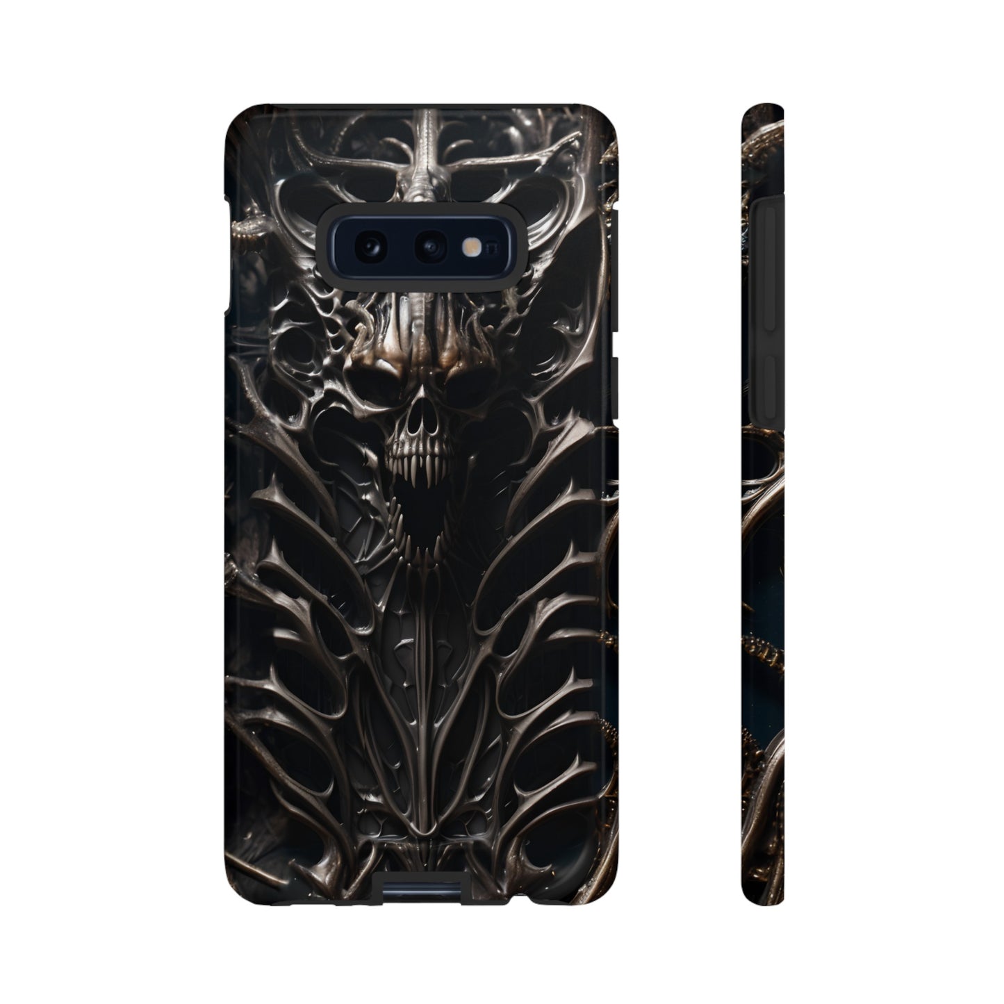 Biomechanical Horror 3 Tough Phone Case – Futuristic Alien Skull Design for iPhone, Samsung Galaxy, and Google Pixel Devices